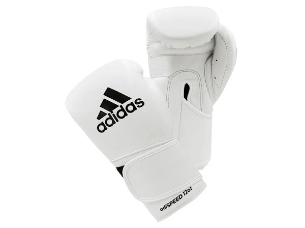 Adidas Boxing Pro Range Adispeed Leather Gloves Velcro White